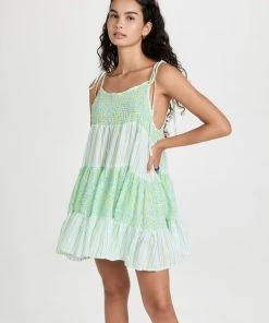 Solid & Striped The Parker Dress - Painted Floral X Pinstripe Clothing