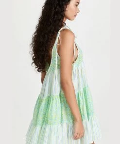 Solid & Striped The Parker Dress - Painted Floral X Pinstripe Clothing