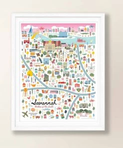 A.B. Newton Area Map Art Print - Savannah