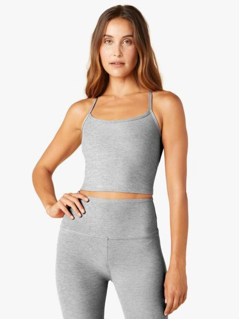 Beyond Yoga Clothing Spacedye Slim Racerback Cropped Tank - Silver Mist 3 Beyond Yoga Clothing Spacedye Slim Racerback Cropped Tank - Silver Mist