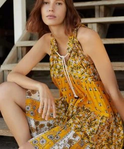 Ro's Garden Clothing Short Sofia Dress-Yellow