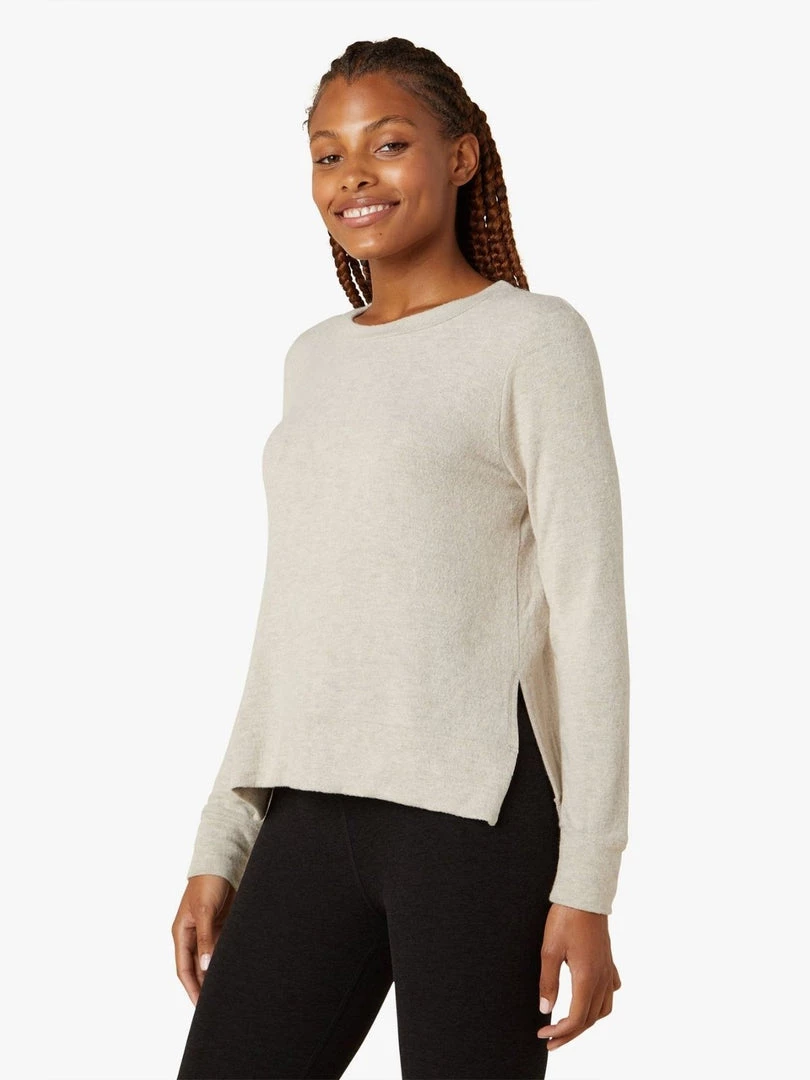 Beyond Yoga Side Slit LS Pullover - Oat 4 Beyond Yoga Side Slit LS Pullover - Oat