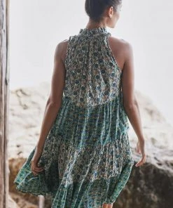 Ro's Garden Clothing Short Sofia Dress-Turquoise