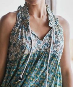 Ro's Garden Clothing Short Sofia Dress-Turquoise