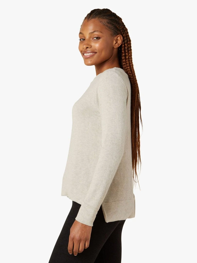 Beyond Yoga Side Slit LS Pullover - Oat 5 Beyond Yoga Side Slit LS Pullover - Oat