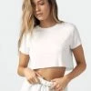 Joah Brown Deconstructed Crop Tee - White Clothing