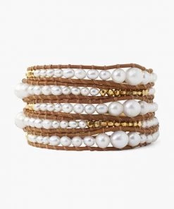 Chan Luu Wrap Bracelet White Pearl W/ Leather Accessories