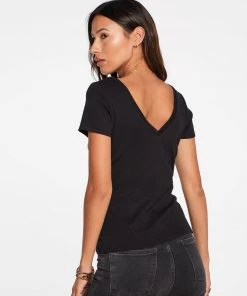 Chaser Clothing Rib Short Sleeve Double V-Neck Tee