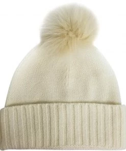 Hat Attack Accessories Cashmere Slouchy Cuff Hat With Fur Pom