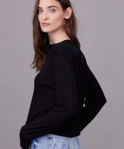 LNA Ribbed L/S Crew - Black Clothing