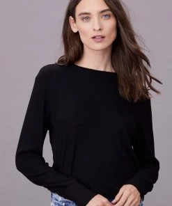 LNA Ribbed L/S Crew - Black Clothing