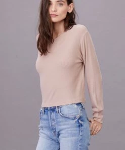 LNA Ribbed L/S Crew Nude