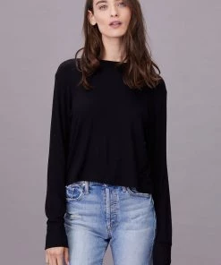 LNA Ribbed L/S Crew - Black Clothing