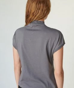 Stateside Charcoal Supima Mock Neck Dolman Top Clothing
