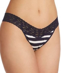 Hanky Panky Original Rise Thong - Stripe Jersey Navy/White