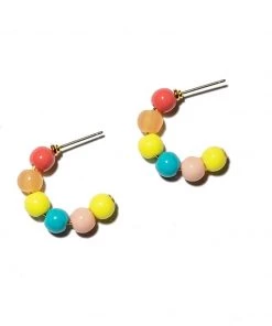 Lele Sadoughi Beaded Huggie Hoop Earrings - Primary Sunset