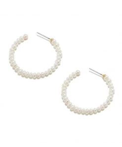 Lele Sadoughi Freshwater Pearl Medium Hoop