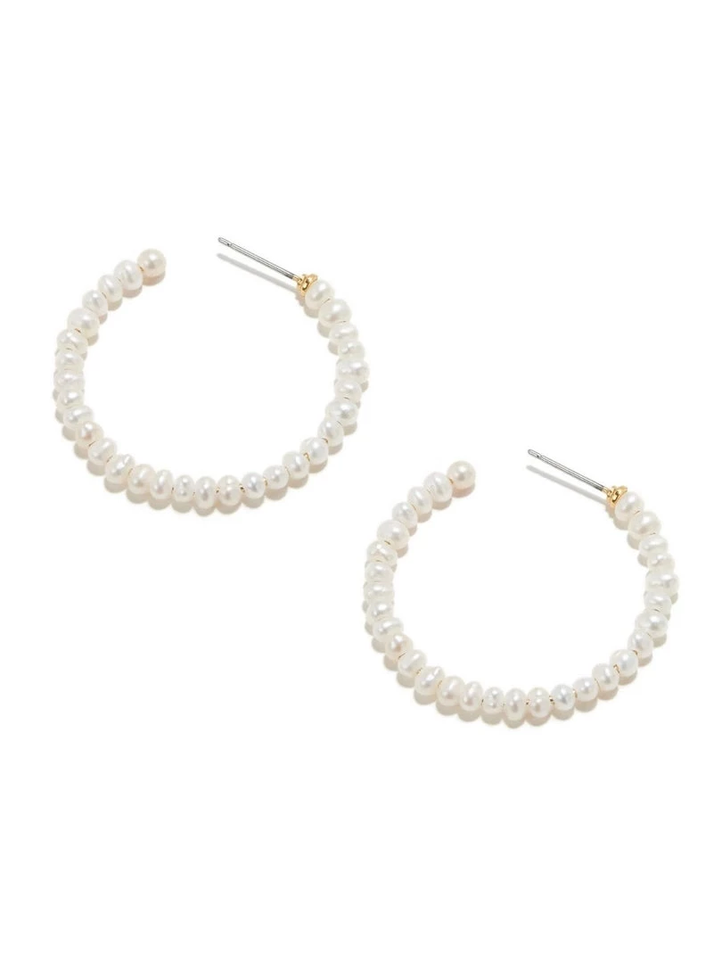 Lele Sadoughi Freshwater Pearl Medium Hoop 4 Lele Sadoughi Freshwater Pearl Medium Hoop