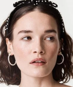 Lele Sadoughi Freshwater Pearl Medium Hoop