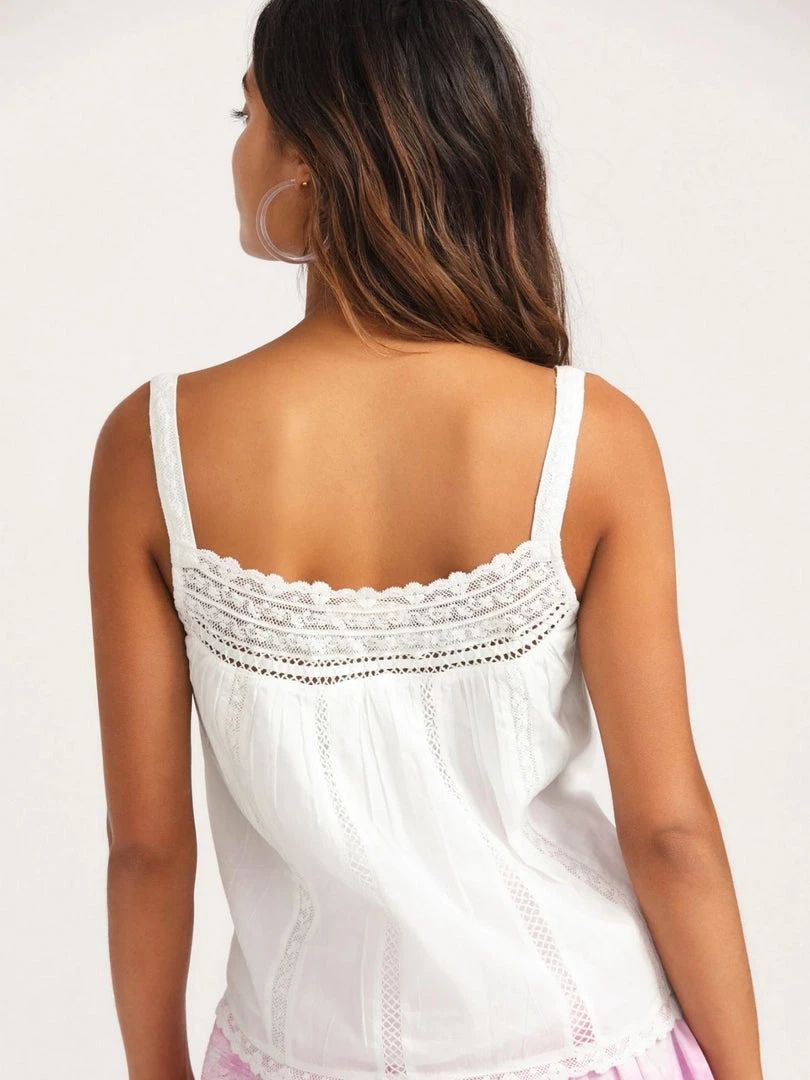 LoveShackFancy Clothing Aston Cami - White 6 LoveShackFancy Clothing Aston Cami - White