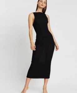 Bec & Bridge Water Midi Dress - Black Clothing
