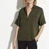 Vince Stretch Satin Short Sleeve Blouse 1 Vince Stretch Satin Short Sleeve Blouse