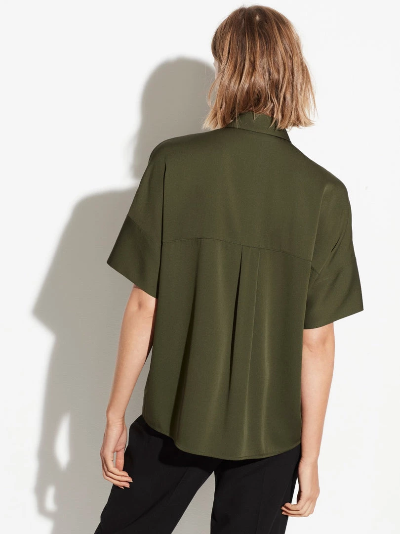 Vince Stretch Satin Short Sleeve Blouse 4 Vince Stretch Satin Short Sleeve Blouse
