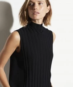 Vince Sleeveless Mixed Rib Turtleneck Clothing