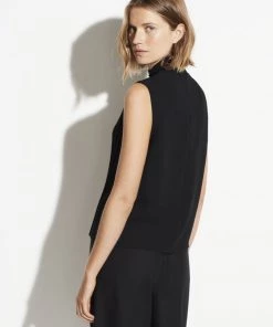 Vince Sleeveless Mixed Rib Turtleneck Clothing