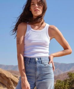 AMO Clothing Long Rib Tank - White