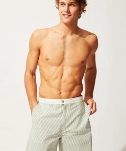 Solid & Striped The Boardshort - Green/White Seersucker