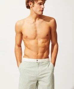 Solid & Striped The Boardshort - Green/White Seersucker